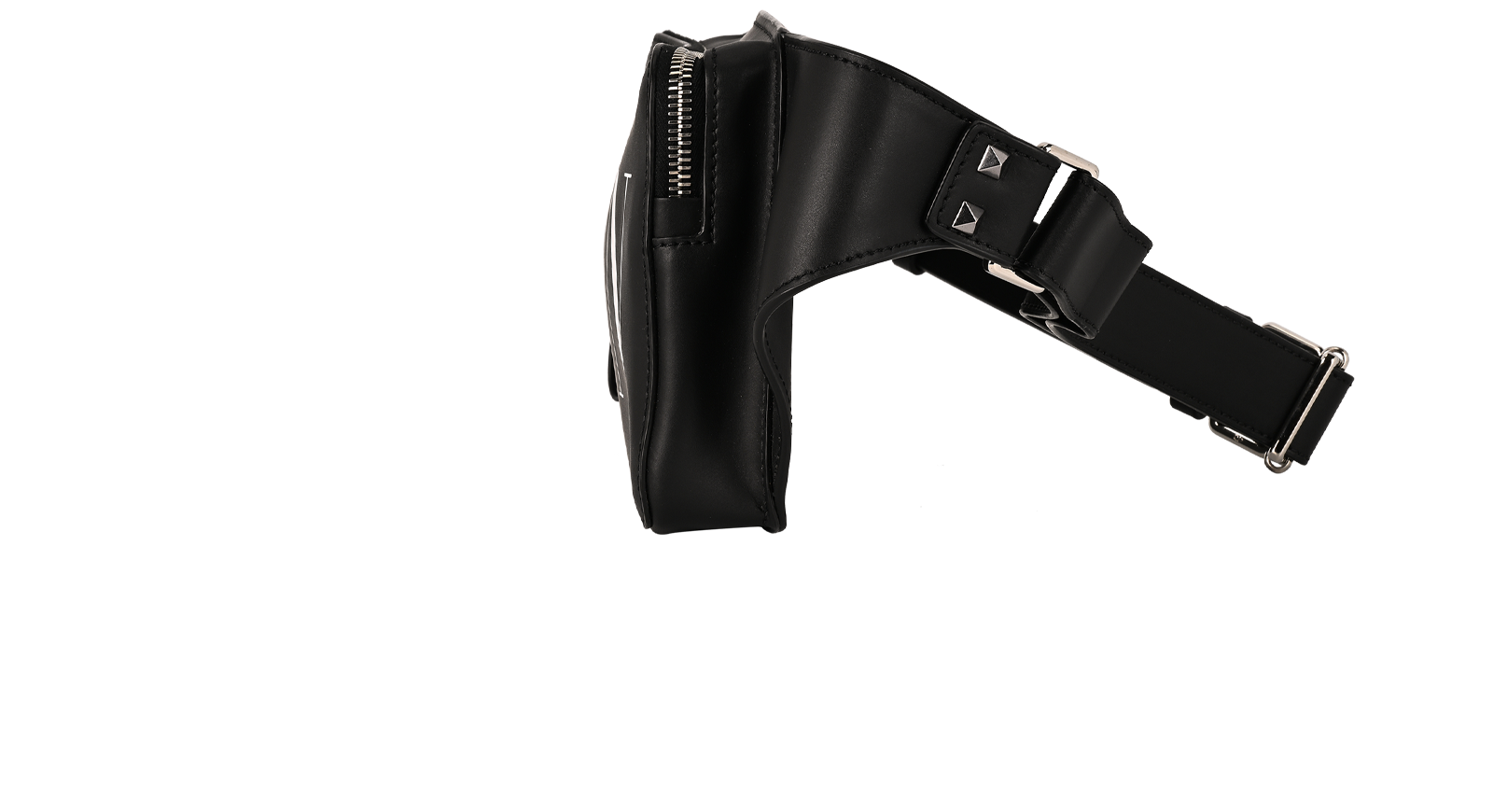 VLTN Rockstud Belt Bag, &pound;275, Handbags, Black, Leather, Bottom view